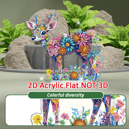 Deer DIY 2D Flat Acrylic Diamond Painting Tabletop Ornament for Home Decor Gift
