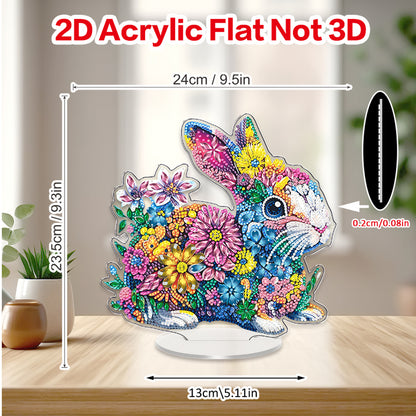 Rabbit DIY 2D Flat Acrylic Diamond Painting Tabletop Ornament for Home Decor