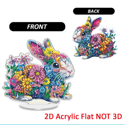 Rabbit DIY 2D Flat Acrylic Diamond Painting Tabletop Ornament for Home Decor