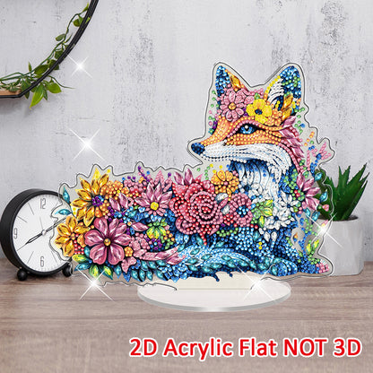 Fox DIY 2D Flat Acrylic Diamond Painting Tabletop Ornament for Home Decor Gift
