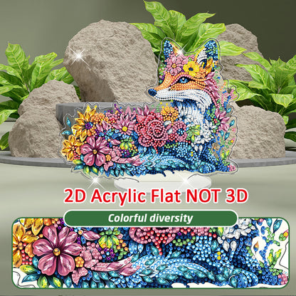 Fox DIY 2D Flat Acrylic Diamond Painting Tabletop Ornament for Home Decor Gift