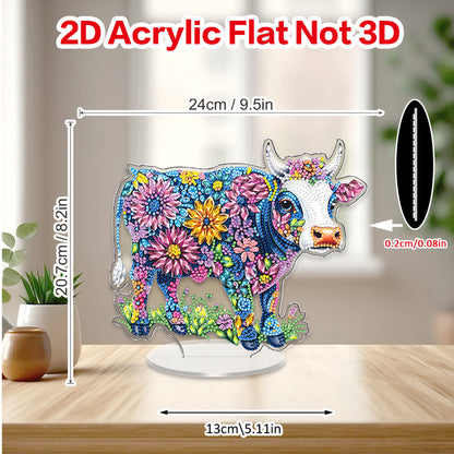 Cow DIY 2D Flat Acrylic Diamond Painting Tabletop Ornament for Home Decor Gift