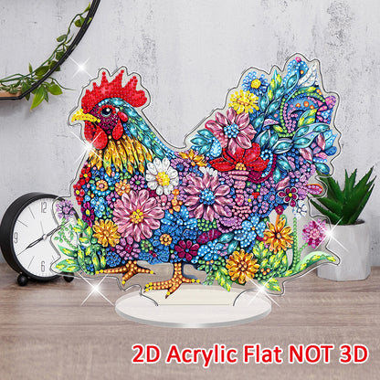 Chicken DIY 2D Flat Acrylic Diamond Painting Tabletop Ornament for Home Decor