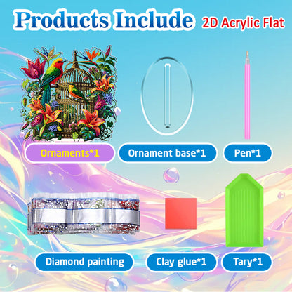Birdcage DIY 2D Flat Acrylic Diamond Painting Tabletop Ornament Kit Home Decor
