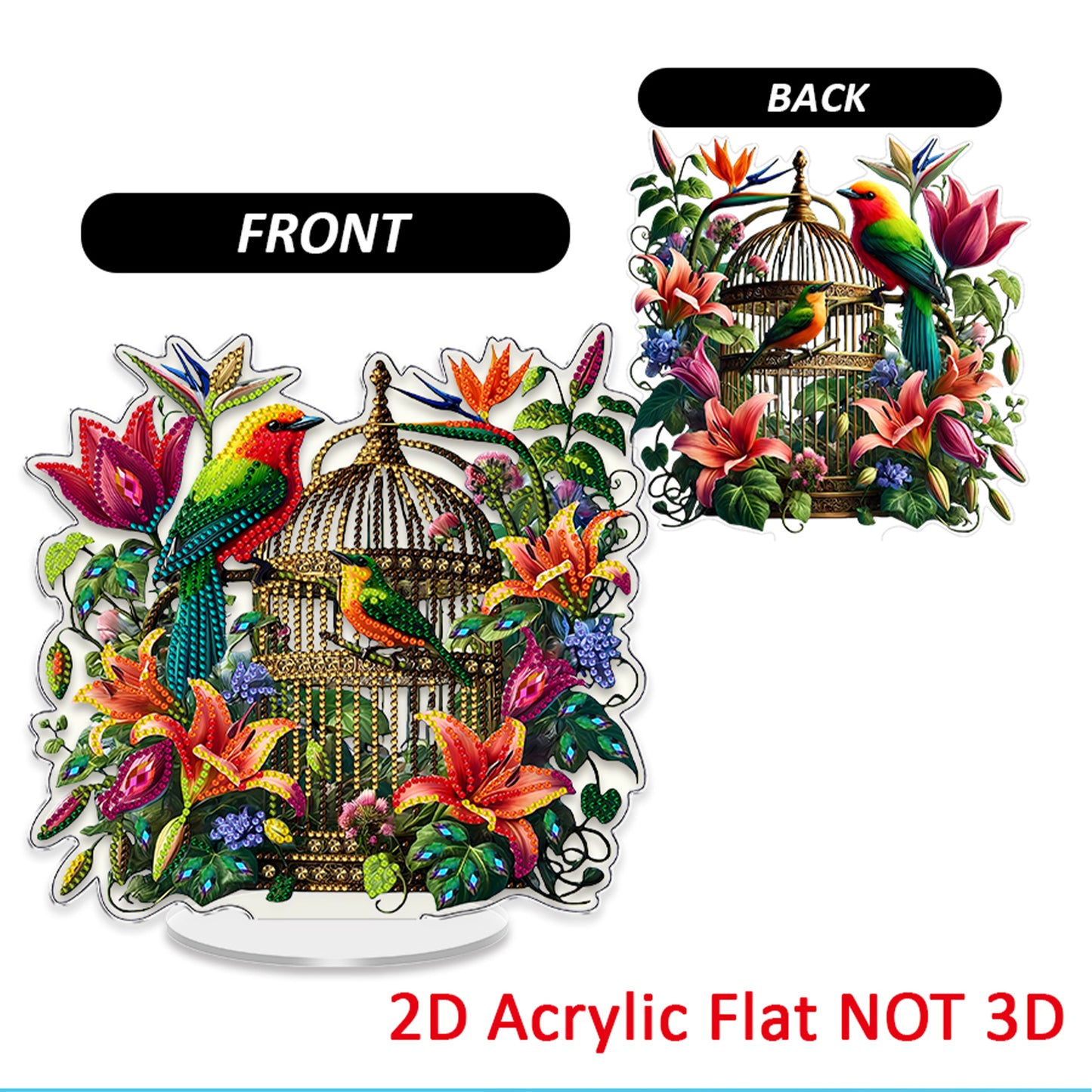 Birdcage DIY 2D Flat Acrylic Diamond Painting Tabletop Ornament Kit Home Decor