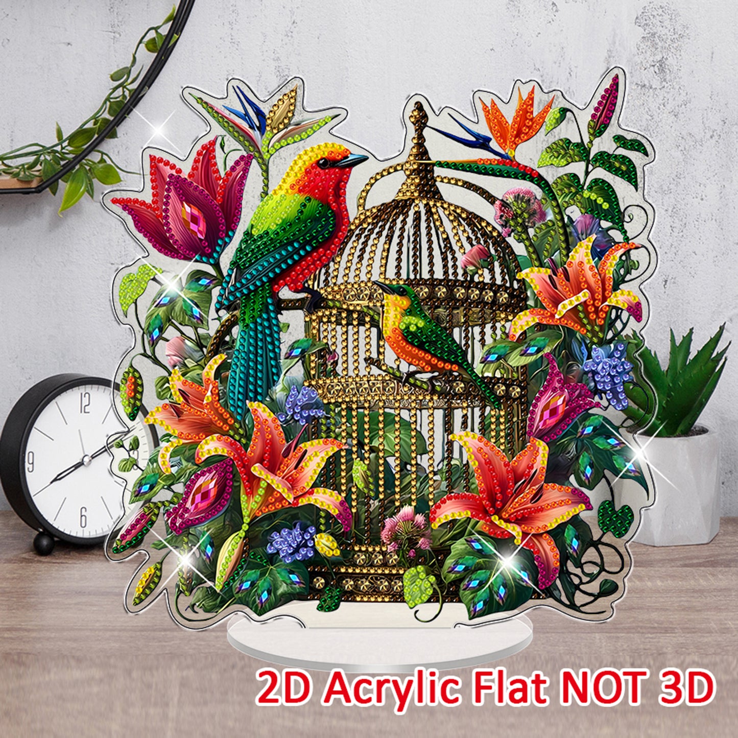Birdcage DIY 2D Flat Acrylic Diamond Painting Tabletop Ornament Kit Home Decor