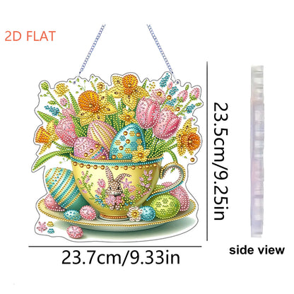 Easter Eggs 2D Flat Acrylic DIY Diamond Painting Pendant Kits Home Wall Decor