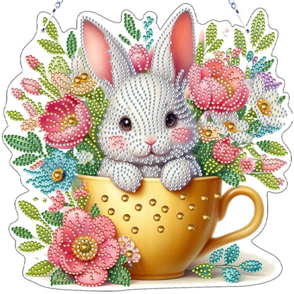 Easter Bunny 2D Flat Acrylic DIY Diamond Painting Pendant Kits Home Wall Decor