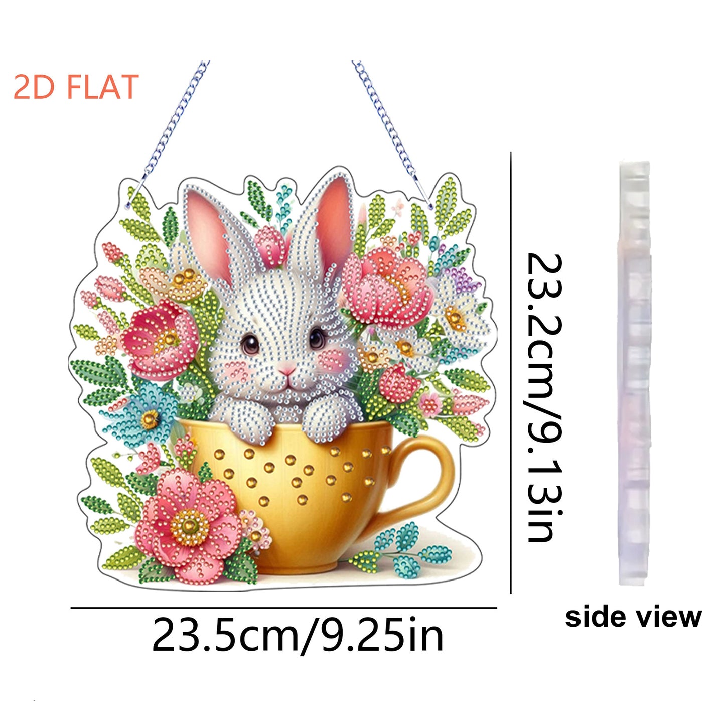 Easter Bunny 2D Flat Acrylic DIY Diamond Painting Pendant Kits Home Wall Decor