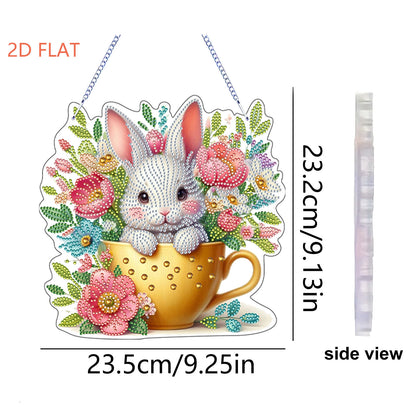 Easter Bunny 2D Flat Acrylic DIY Diamond Painting Pendant Kits Home Wall Decor