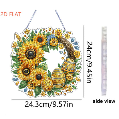 Sunflower Eggs 2D Flat Acrylic DIY Diamond Painting Pendant Kits Home Wall Decor