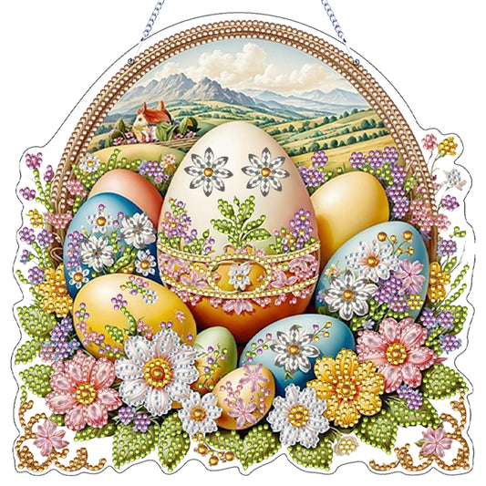 Flower Eggs 2D Flat Acrylic DIY Diamond Painting Pendant Kits Home Wall Decor