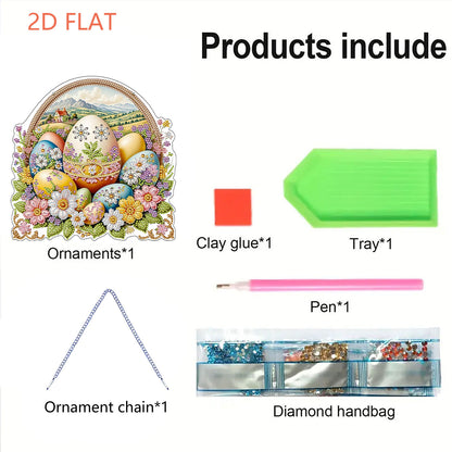 Flower Eggs 2D Flat Acrylic DIY Diamond Painting Pendant Kits Home Wall Decor