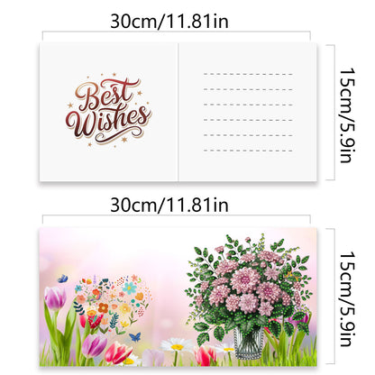 12 Packs Vase DIY Diamond Painting Greeting Card Kit for Adults Holiday Gifts