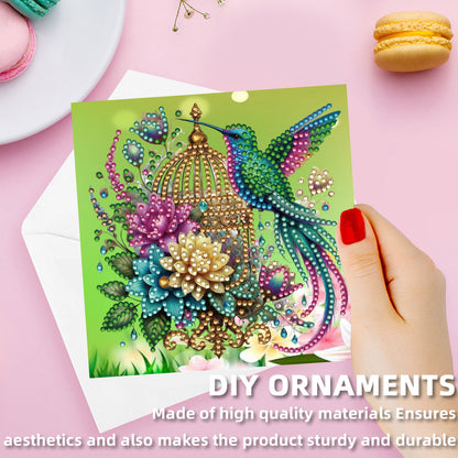 12Pcs Hummingbird Flower DIY Diamond Painting Greeting Card Kit for Adults Gifts