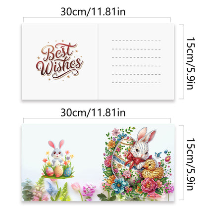 12 Packs Easter Egg Bunny DIY Diamond Painting Greeting Card Kit for Adults Gift