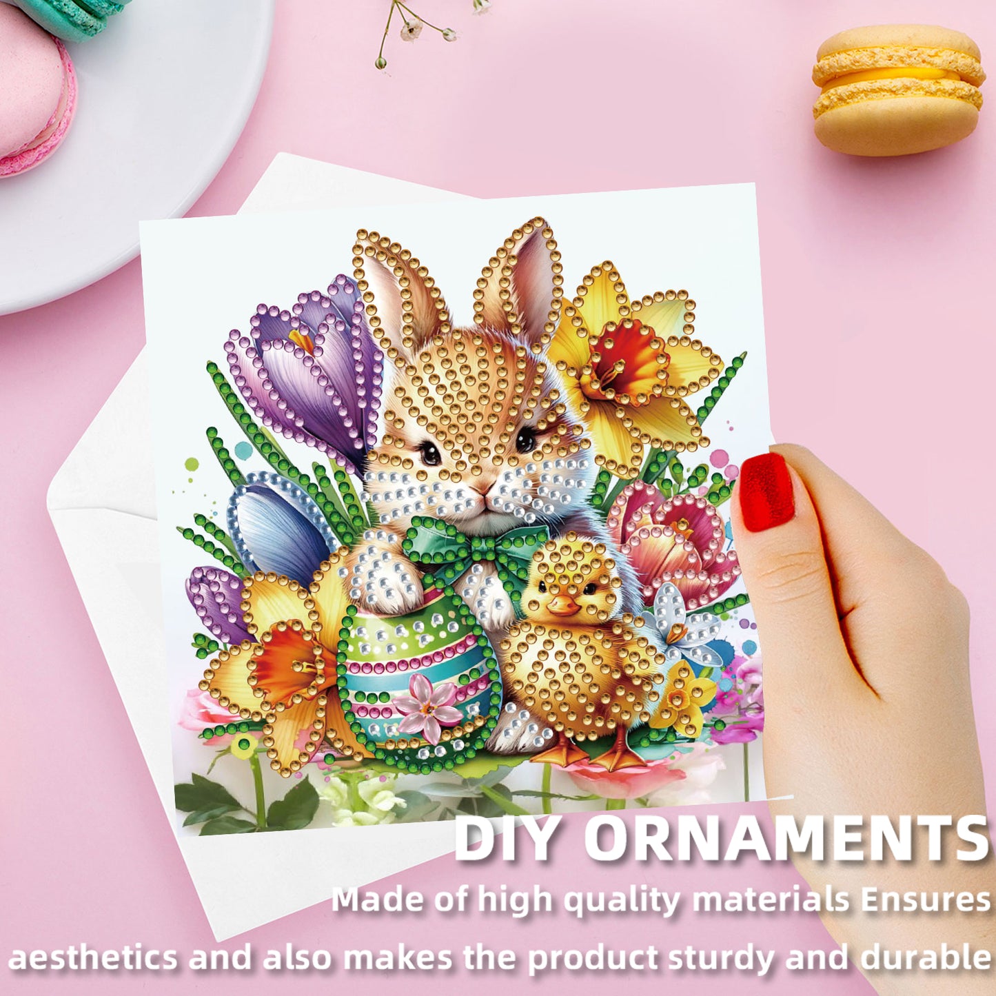 12 Packs Easter Egg Bunny DIY Diamond Painting Greeting Card Kit for Adults Gift