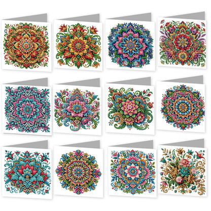 12 Packs Mandala DIY Diamond Painting Greeting Card Kit for Adults Gifts