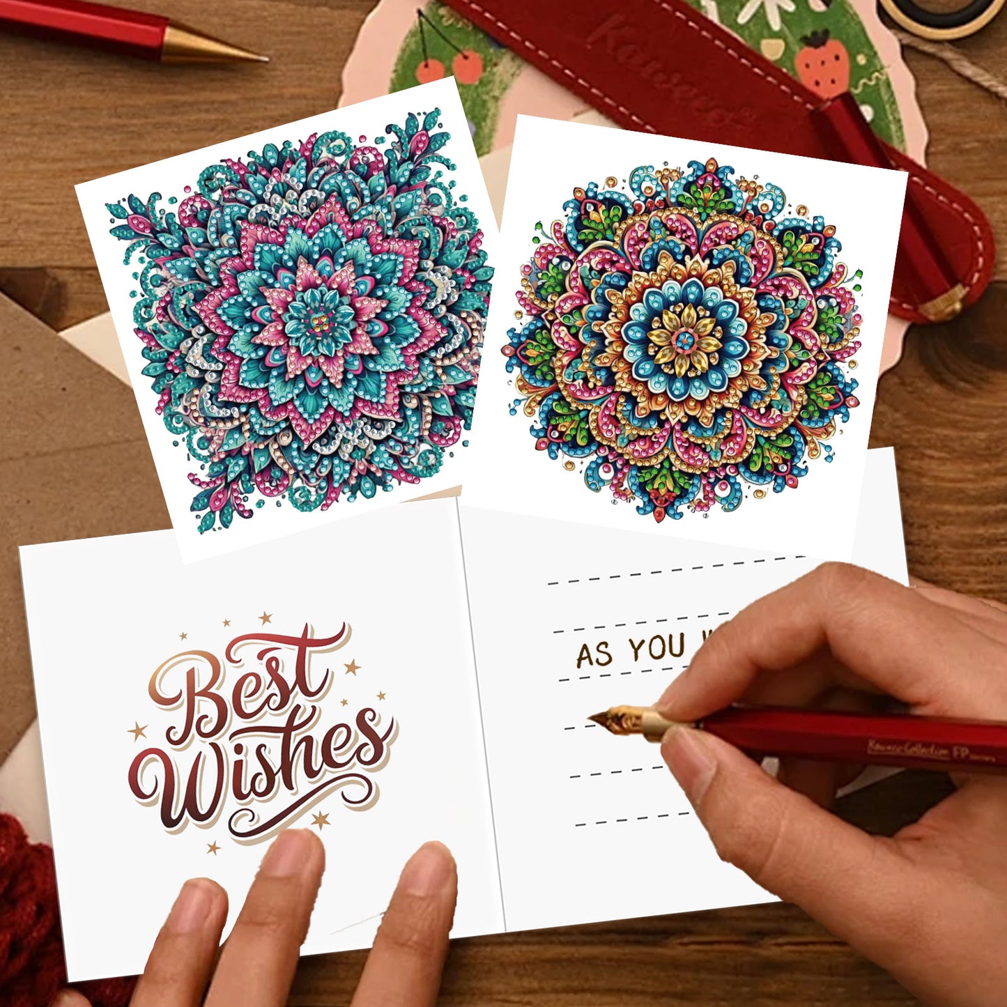 12 Packs Mandala DIY Diamond Painting Greeting Card Kit for Adults Gifts