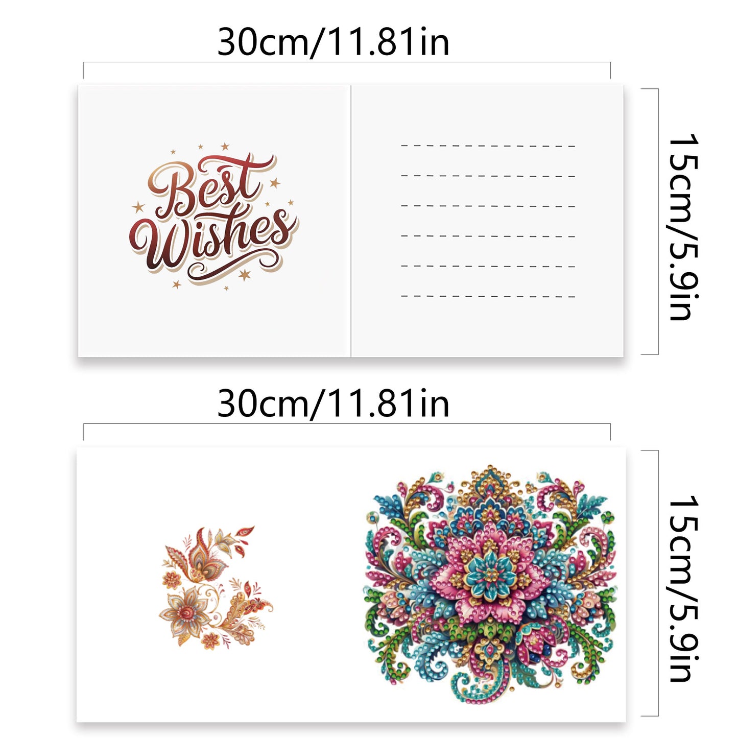 12 Packs Mandala DIY Diamond Painting Greeting Card Kit for Adults Gifts