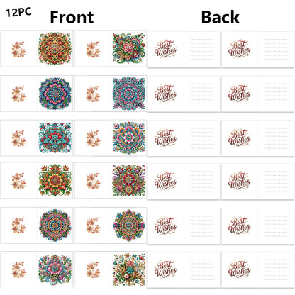 12 Packs Mandala DIY Diamond Painting Greeting Card Kit for Adults Gifts
