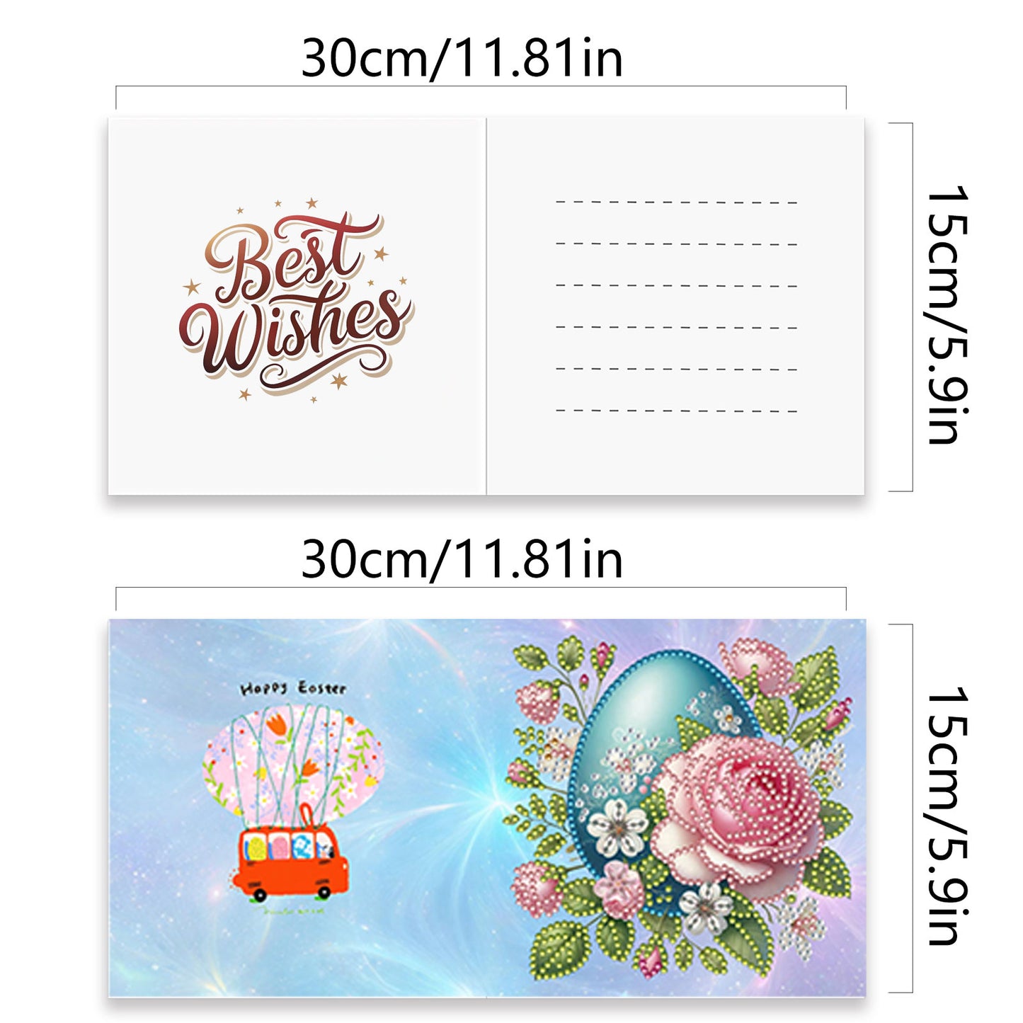 12 Packs Easter Egg DIY Diamond Painting Greeting Card Kit for Adults Gifts