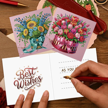 12 Packs Flower Gift DIY Diamond Painting Greeting Card Kit for Adults Gifts