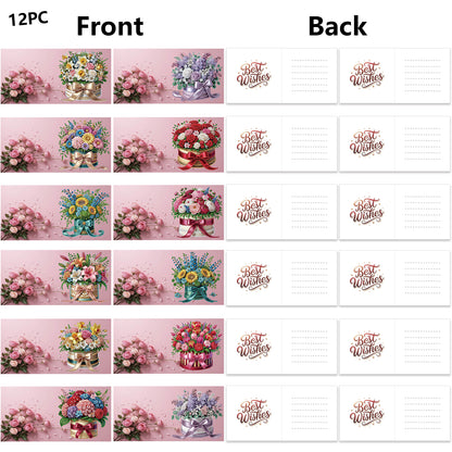 12 Packs Flower Gift DIY Diamond Painting Greeting Card Kit for Adults Gifts