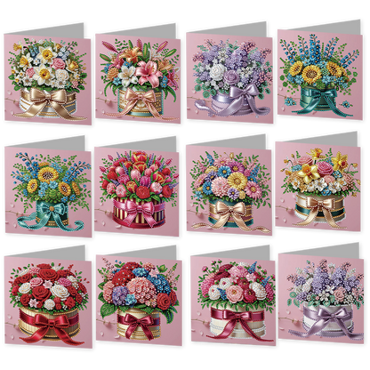 12 Packs Flower Gift DIY Diamond Painting Greeting Card Kit for Adults Gifts
