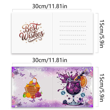 12 Packs Fruit Juice DIY Diamond Painting Greeting Card Kit for Adults Gifts