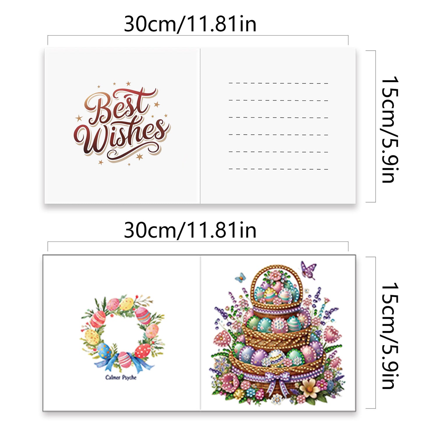 12 Packs Easter Egg Basket DIY Diamond Painting Greeting Card Kit for Adults