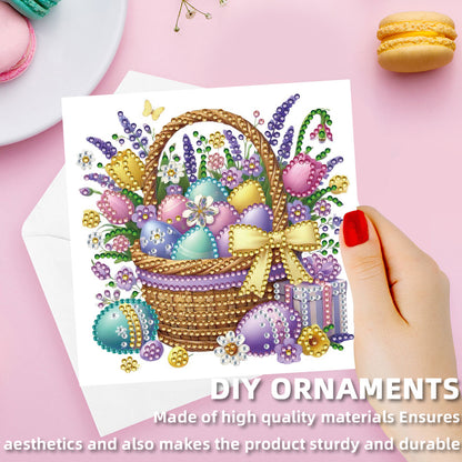 12 Packs Easter Egg Basket DIY Diamond Painting Greeting Card Kit for Adults