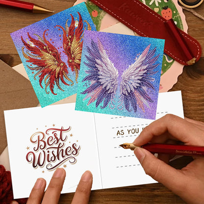 12 Packs Angel Wings DIY Diamond Painting Greeting Card Kit for Adults Gifts