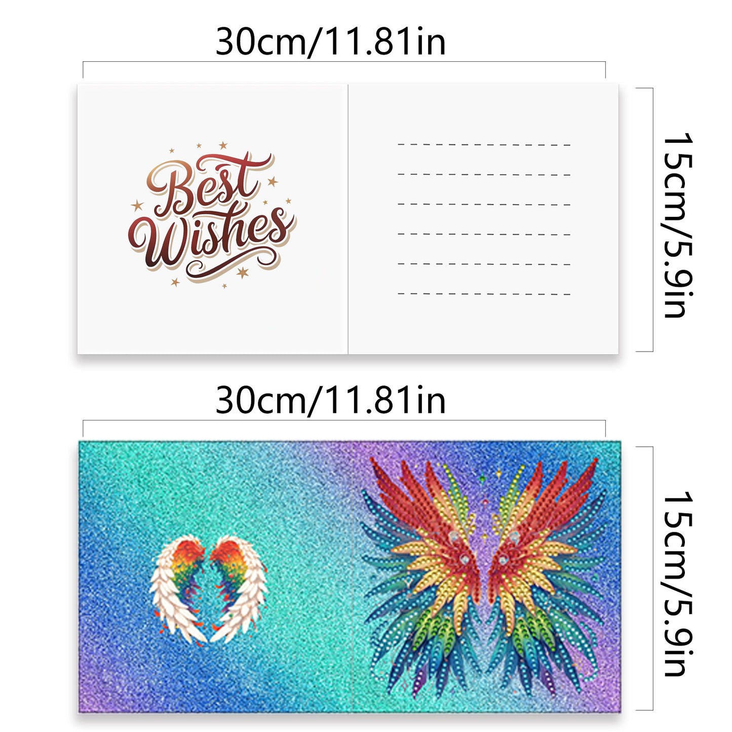 12 Packs Angel Wings DIY Diamond Painting Greeting Card Kit for Adults Gifts