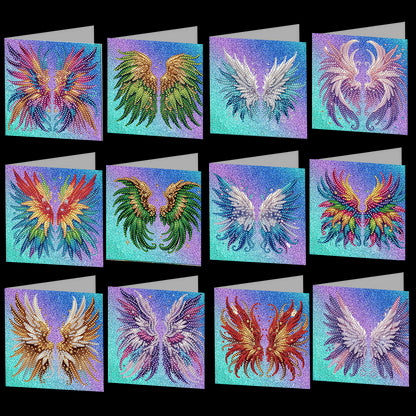 12 Packs Angel Wings DIY Diamond Painting Greeting Card Kit for Adults Gifts