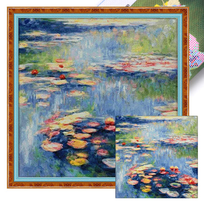 Monet'S Water Lilies - 14CT Stamped Cross Stitch 74*74CM (Egyptian cotton)(Xiaobai)
