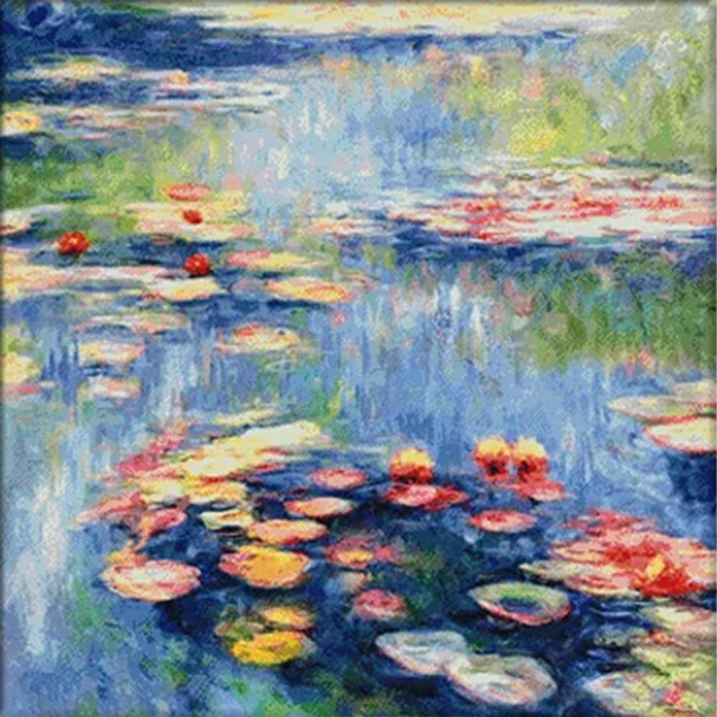 Monet'S Water Lilies - 14CT Stamped Cross Stitch 74*74CM (Egyptian cotton)(Xiaobai)