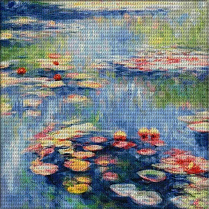 Monet'S Water Lilies - 14CT Stamped Cross Stitch 74*74CM (Egyptian cotton)(Xiaobai)
