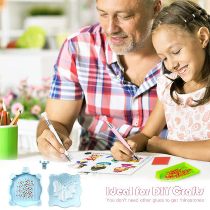 Bowknot DIY Diamond Art Painting Trays Kits with Lid for Adults Crafts (Blue)