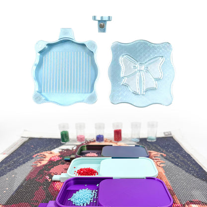 Bowknot DIY Diamond Art Painting Trays Kits with Lid for Adults Crafts (Blue)