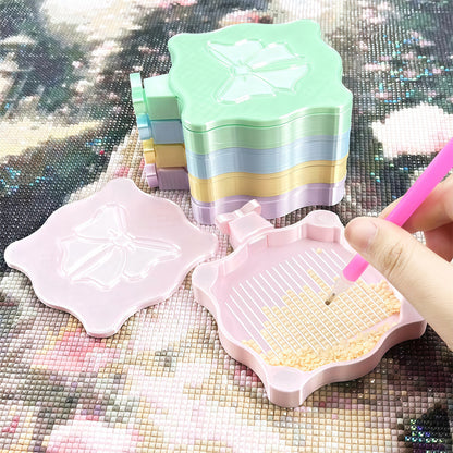 Bowknot DIY Diamond Art Painting Trays Kits with Lid for Adults Crafts (Pink)
