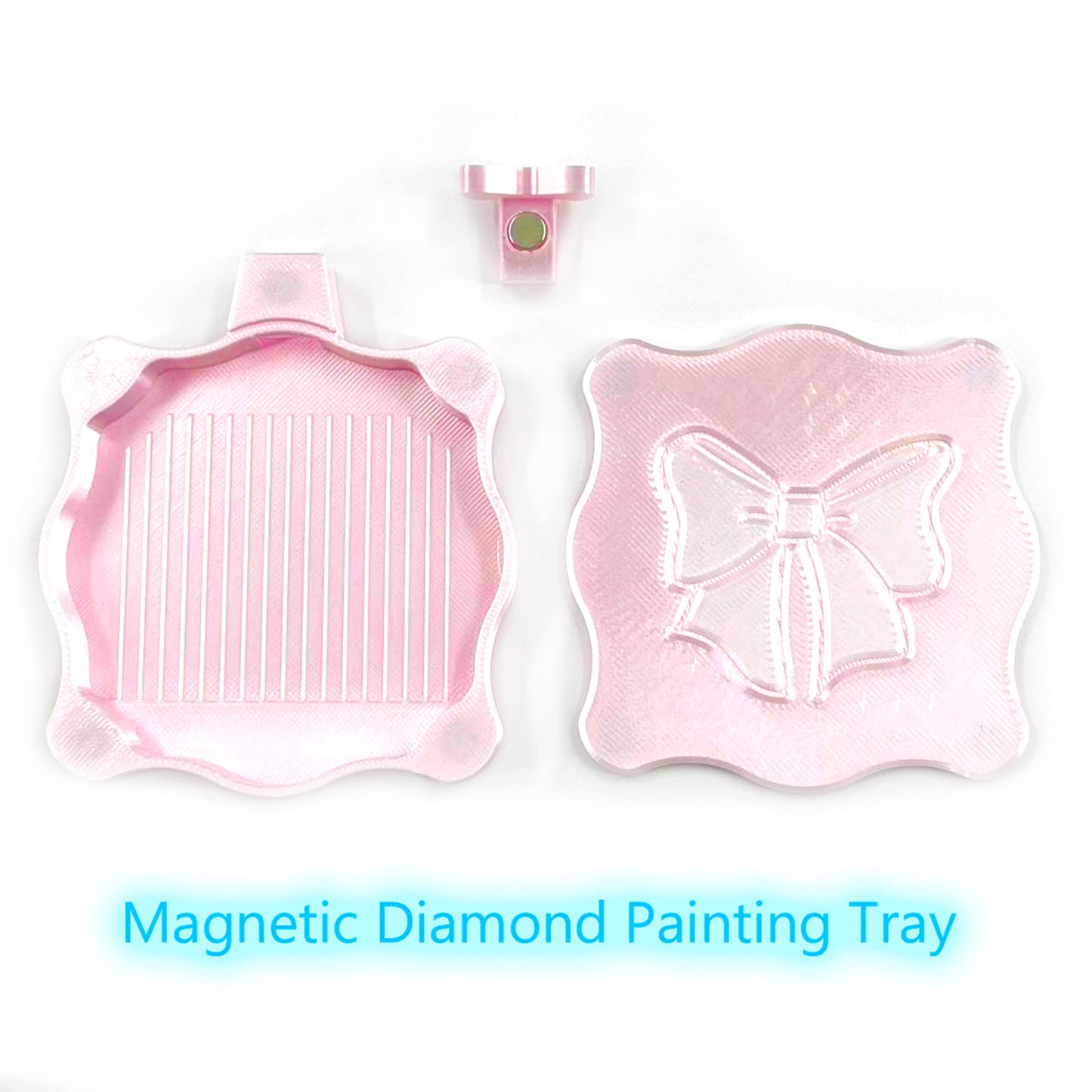 Bowknot DIY Diamond Art Painting Trays Kits with Lid for Adults Crafts (Pink)