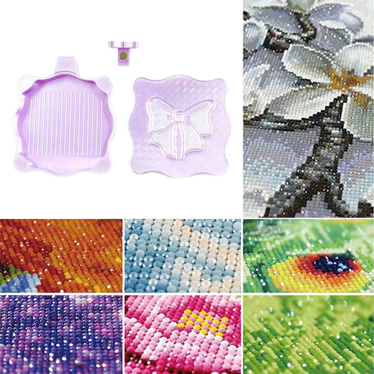 Bowknot DIY Diamond Art Painting Trays Kits with Lid for Adults Crafts (Purple)