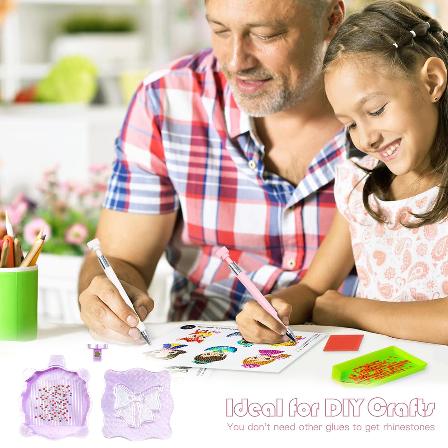 Bowknot DIY Diamond Art Painting Trays Kits with Lid for Adults Crafts (Purple)