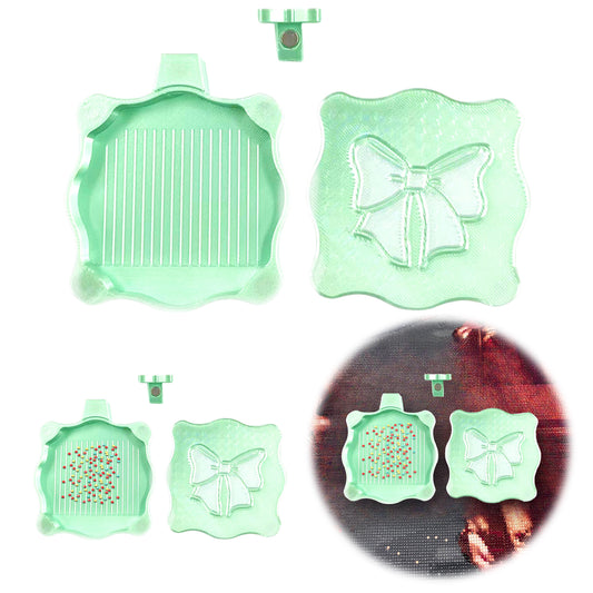 Bowknot DIY Diamond Art Painting Trays Kits with Lid for Adults Crafts (Green)