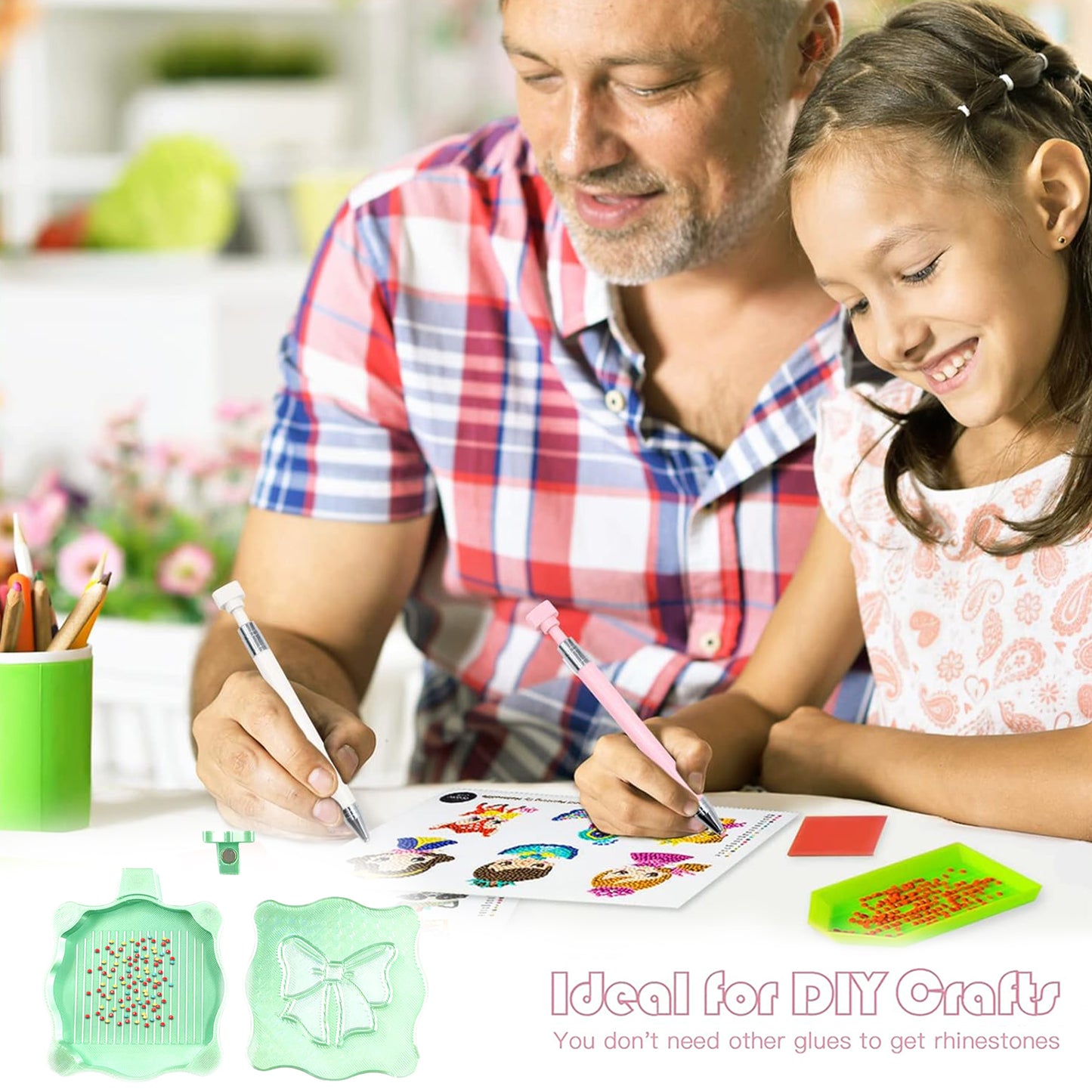 Bowknot DIY Diamond Art Painting Trays Kits with Lid for Adults Crafts (Green)