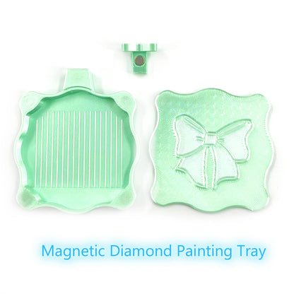 Bowknot DIY Diamond Art Painting Trays Kits with Lid for Adults Crafts (Green)