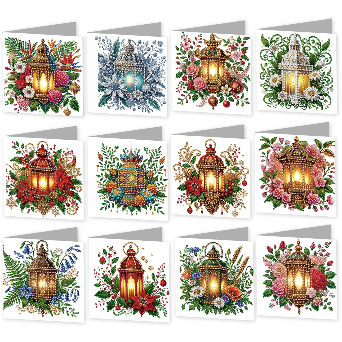 12Pcs Night Light DIY Diamond Painting Greeting Card Kit for Adults Gifts