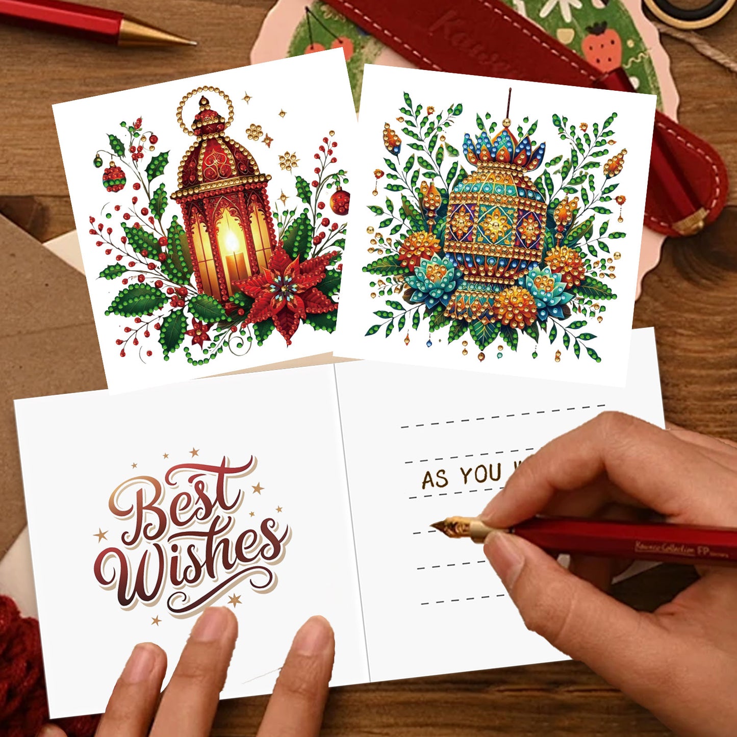 12Pcs Night Light DIY Diamond Painting Greeting Card Kit for Adults Gifts