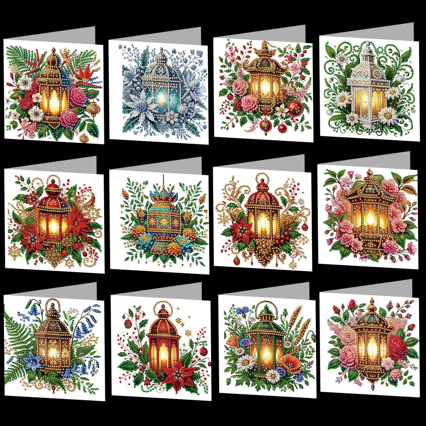 12Pcs Night Light DIY Diamond Painting Greeting Card Kit for Adults Gifts